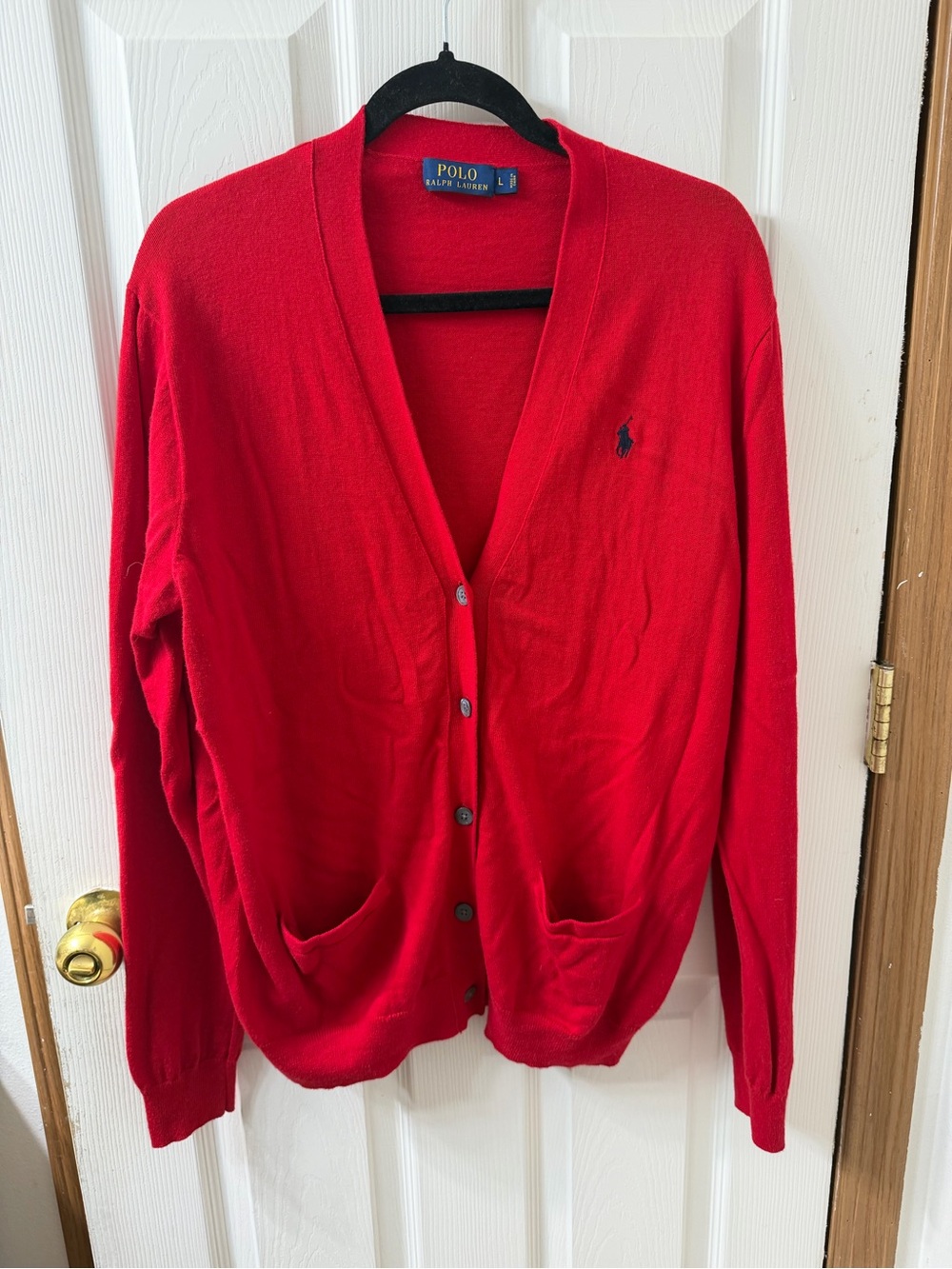 Polo by Ralph Lauren Red Button-Front V-Neck Cardigan